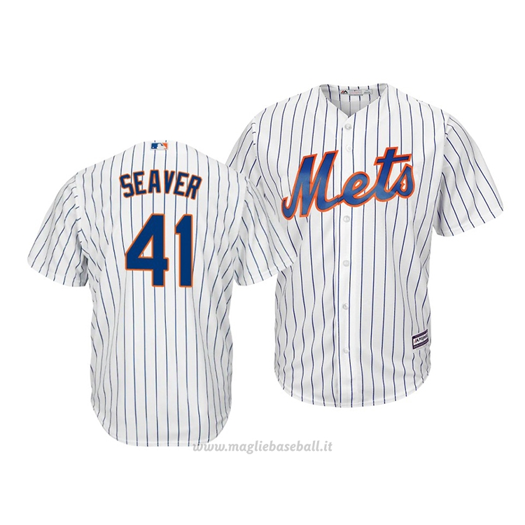Maglia Baseball Uomo New York Mets Tom Seaver 41 Bianco Home Cool Base